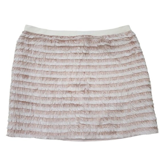 Erin Fetherston NWT Fringe Peach Tiered Mini Skirt 6 - Picture 1 of 4